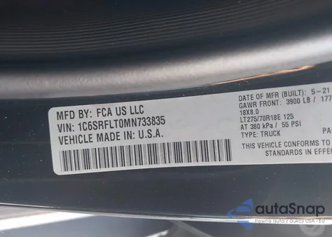 2021 Ram 1500 Rebel 4X4 5'7 Box from USA, damaged, VIN 1C6SRFLT0MN733835